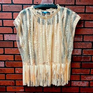 Eva France sheer lace sequin fringe 2pc. Stunning!!